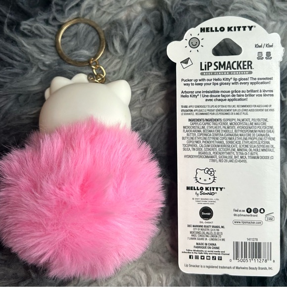 Hello Kitty Lip Smacker Lip Gloss & Pompom Keychain - Picture 2 of 7